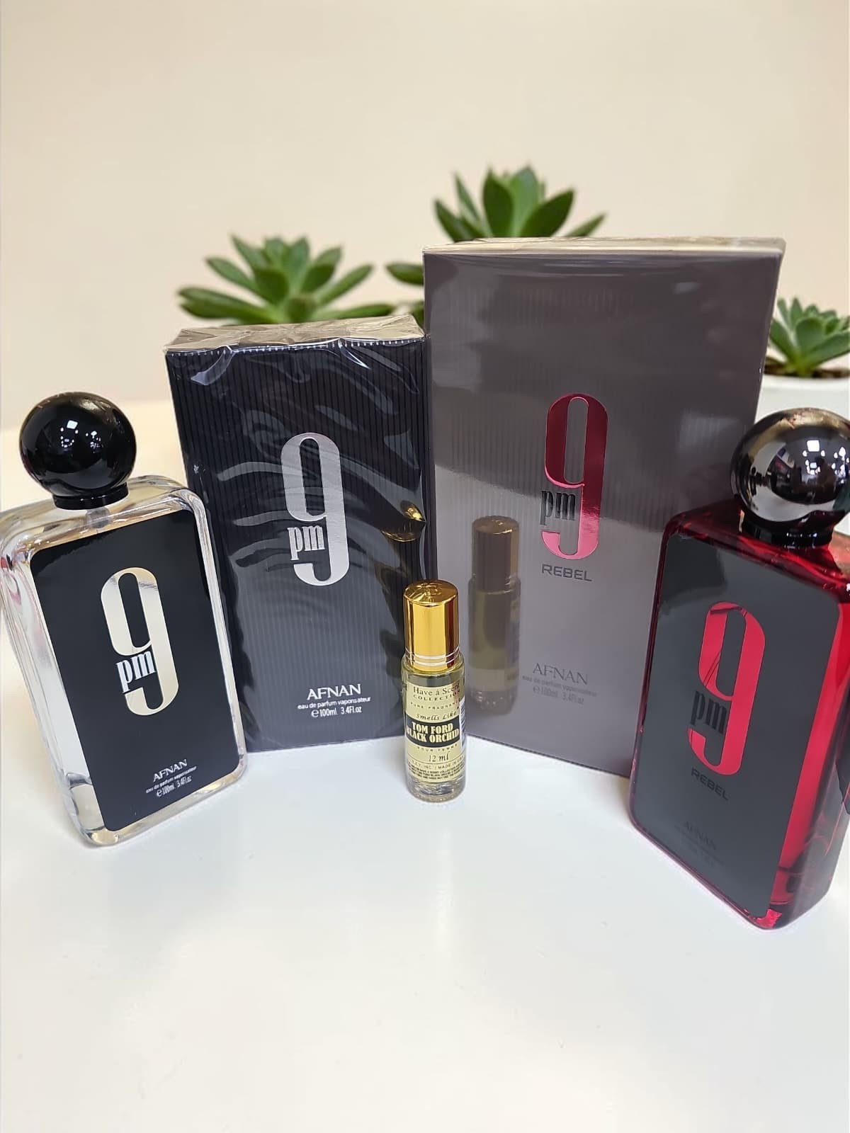 Afnan 9PM + 9PM Rebel 2PC Perfume Bundle 100ml Each + Free Oil Gift Set