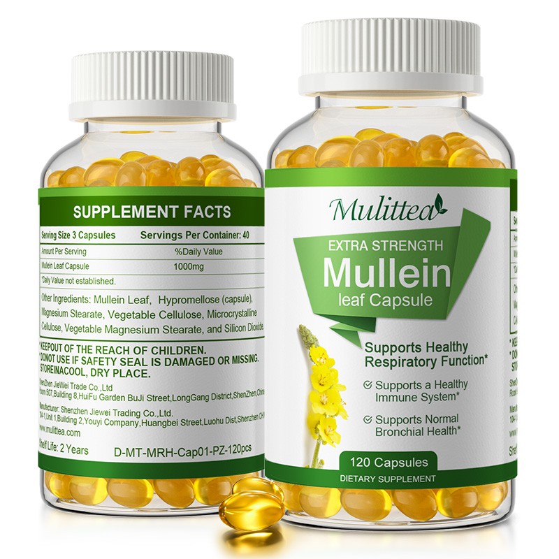 100% Natural Mullein Leaf Capsules | Respiratory Support Vegan Herbal Aid 240ct
