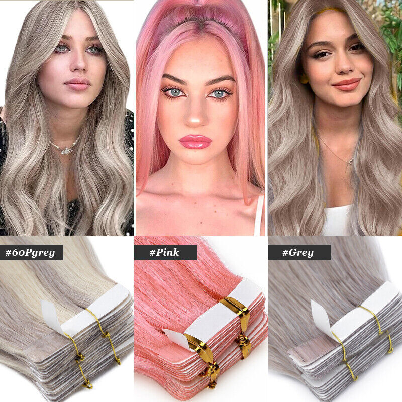 Tape In Remy Human Hair Extensions Thick Full Head Skin Weft CLEARANCE Straight