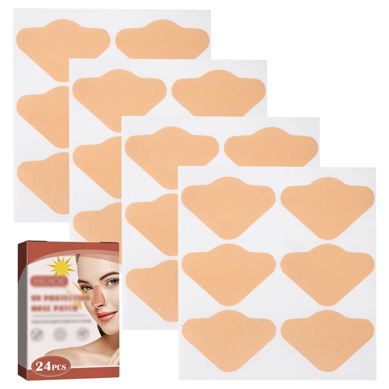 24 Pcs Skin Sun Protection Nose Patch 2.36 x 3.54 inches / 6 x 9 cm, Beige