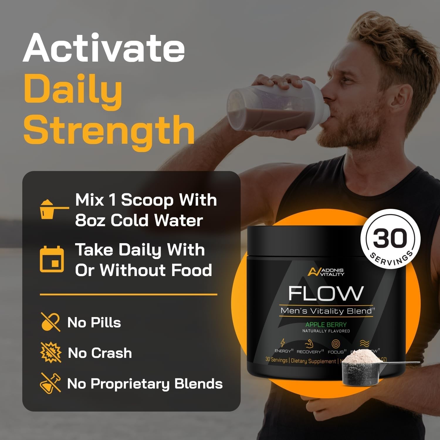 Flow – Nitric Oxide Supplements for Men – 5,000mg L-Citrulline, Supports Blood