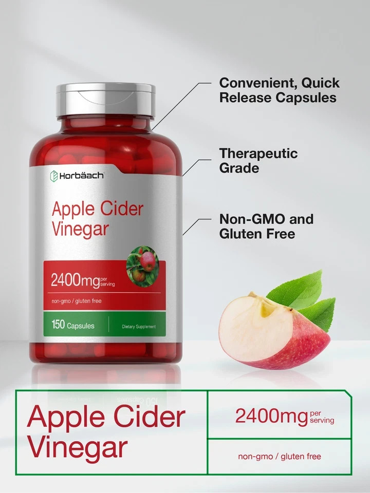 Apple Cider Vinegar Capsules | 2400mg | 150 Count | Non-GMO | by Horbaach