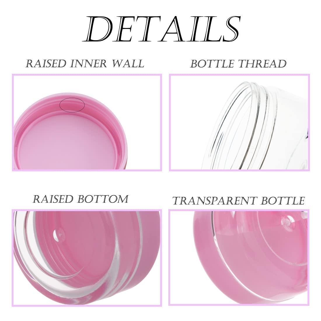 100 PCS 5 Gram Cosmetic Containers Tiny Makeup Sample Jars With Pink Lids