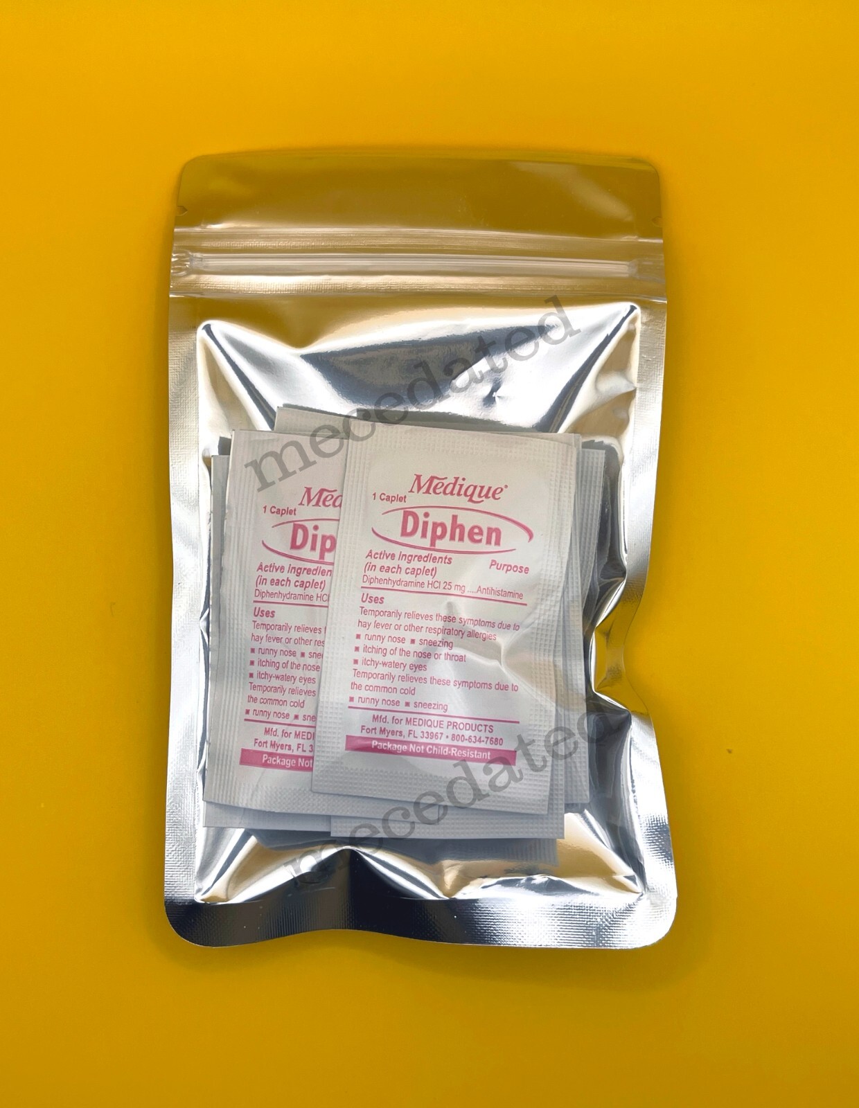 10 DIPHEN ANTIHISTAMINE CAPLETS PACKETS 25 MG FIRST AID SURVIVAL EMERGENCY KIT
