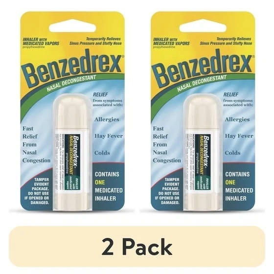 2 pack Benzedrex Nasal Decongestant Inhaler With Medicated Vapors