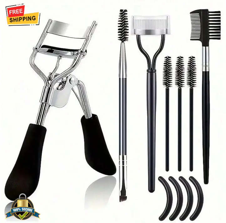 11-in-1 Eyelash Grooming Kit with Curler, Comb, Wand & 4 Silicone Pads