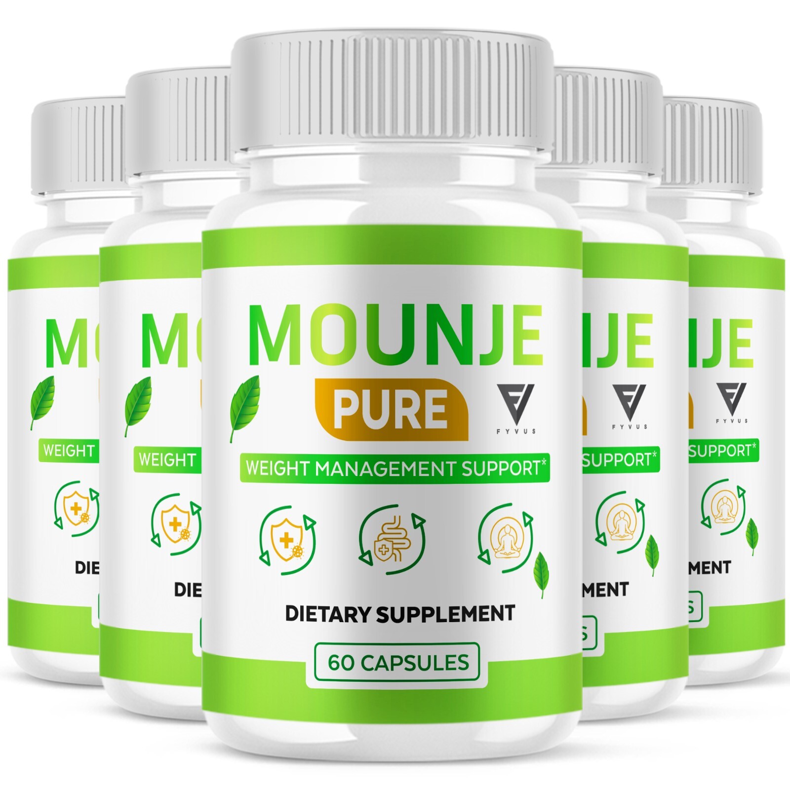 (5 Pack) Mounje Pure Capsules, Mounje Pure Weight Loss Supplement (300 Capsules)