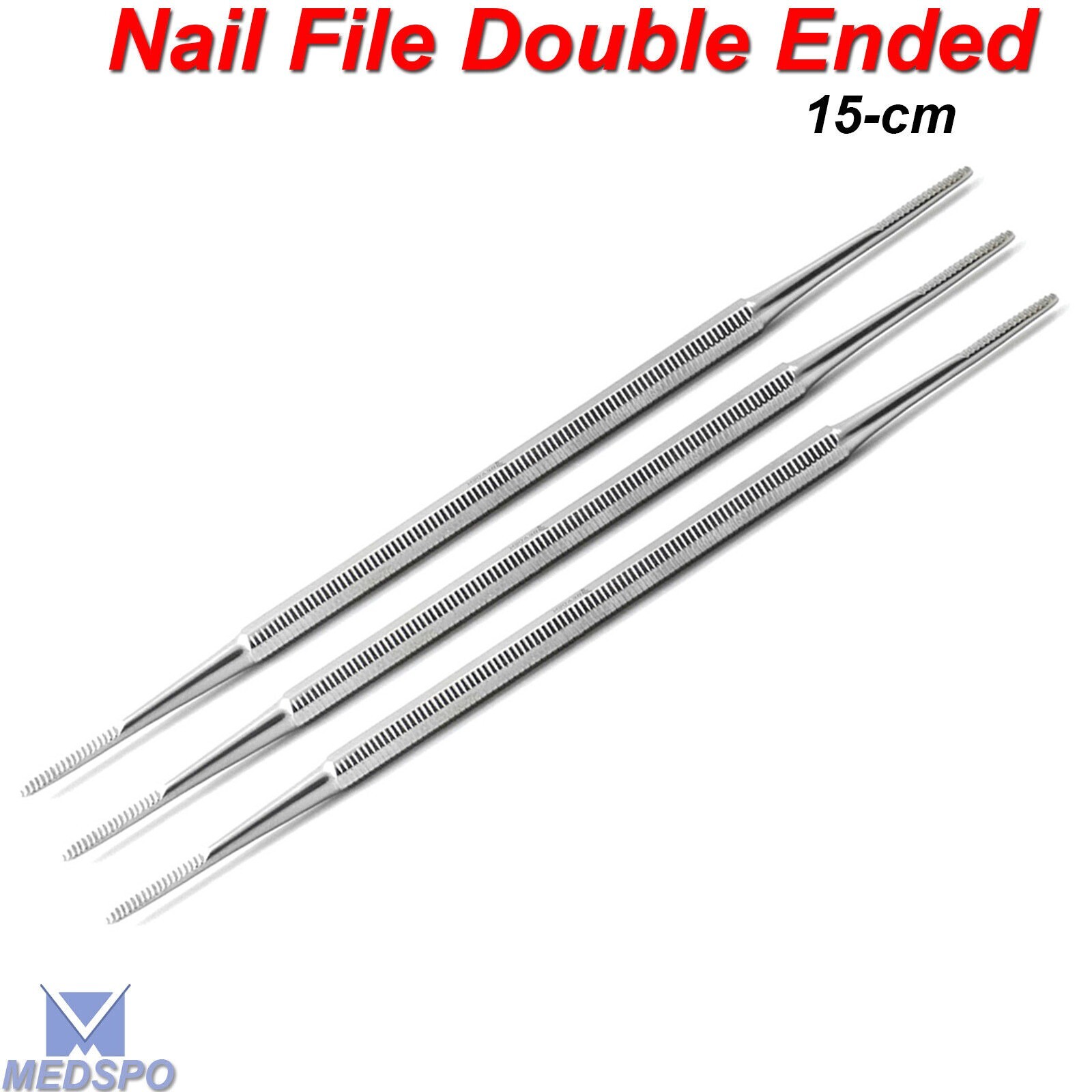 Nail Files Stainless Steel Double Ended Nail File 15-cm Manicure Pedicure Tools