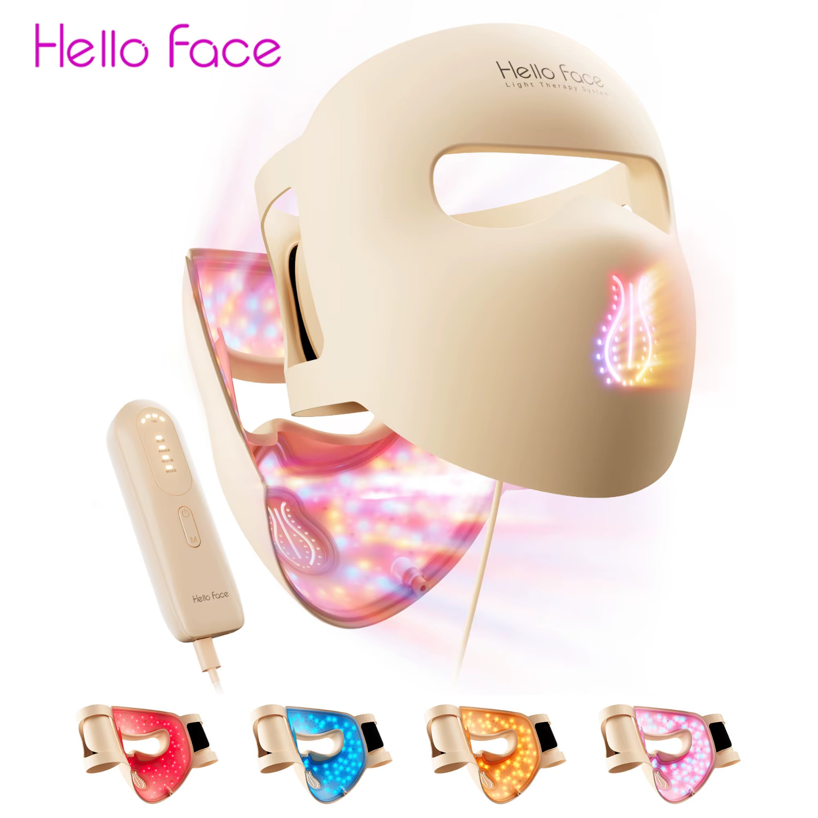 LED FaceMask laser Therapy 311LEDs 4 ColorModes Anti-Aging Acne Skin Care Device