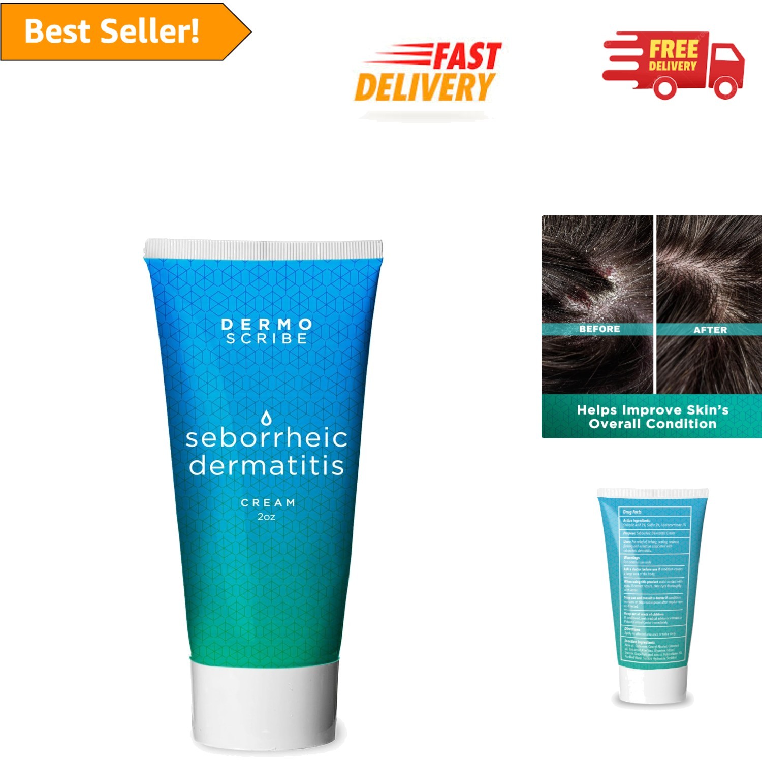 Fast-Acting Eczema Cream for Face, Chest & Scalp – 2 oz Dermatologist Approved