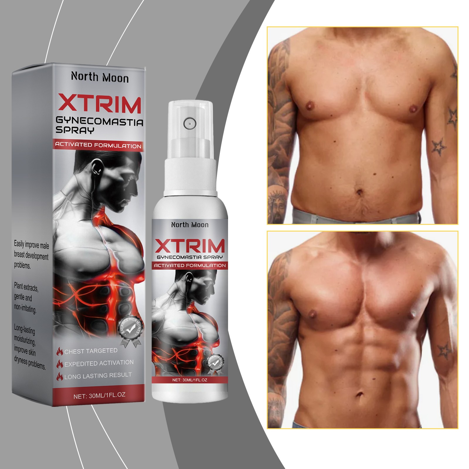 Men’s Chest Care & Firming Spray – Moisturizing Chest Muscle Toning
