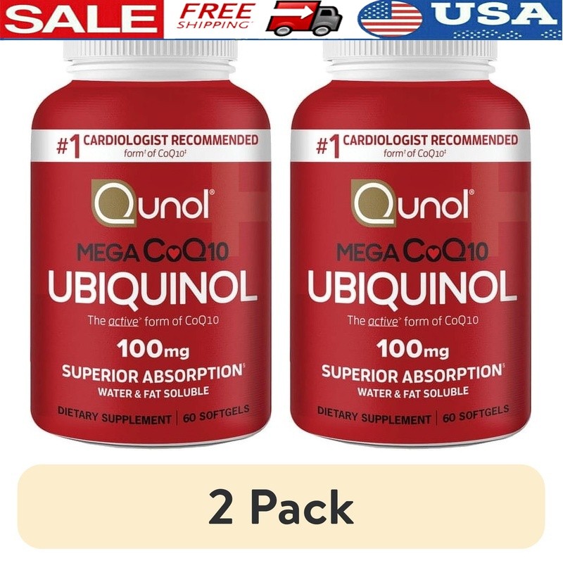 2 Pack Ubiquinol CoQ10 Softgels 100mg Heart Health Antioxidant 60 Count New