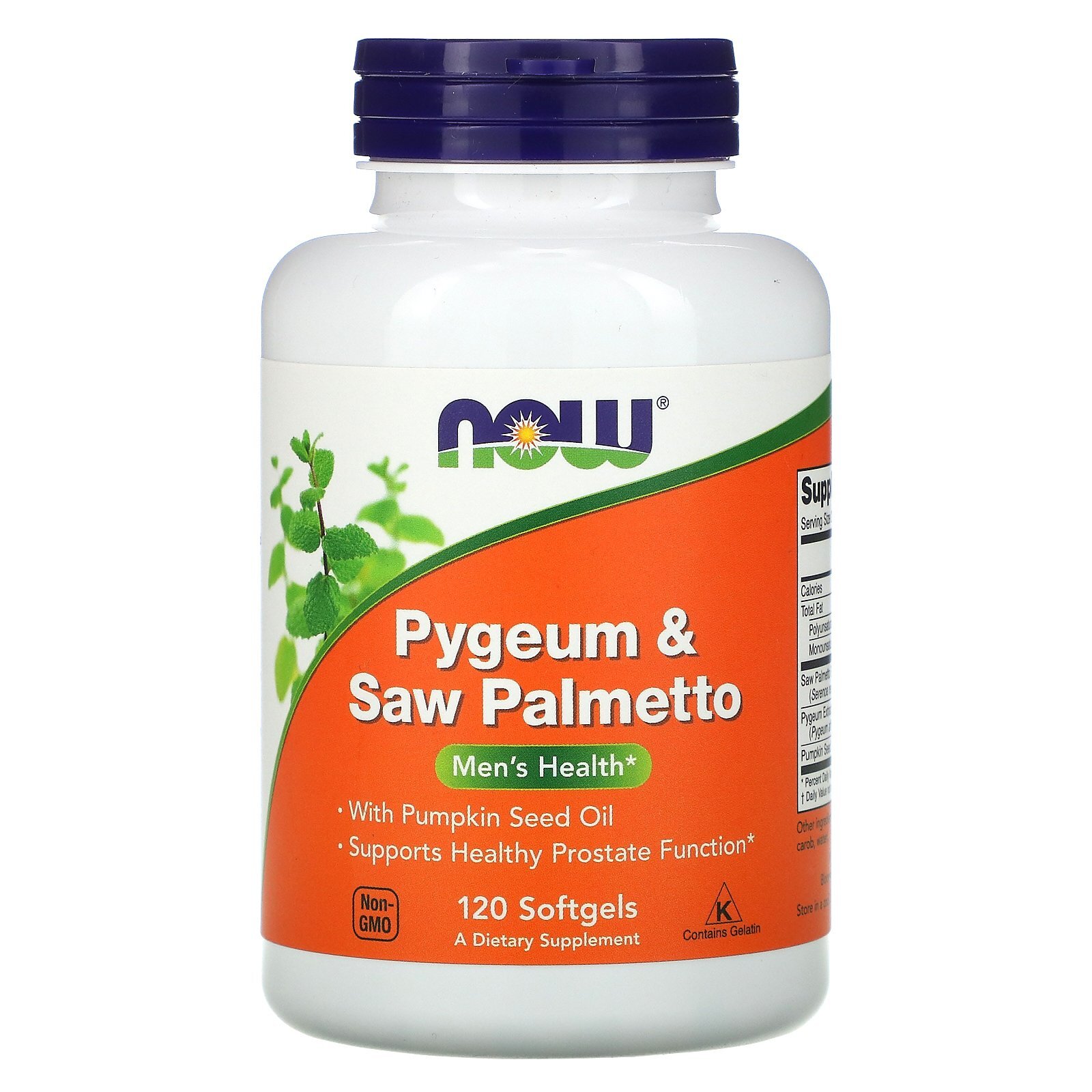 Now Foods Pygeum Saw Palmetto 120 Softgels GMP Quality Assured, Kosher