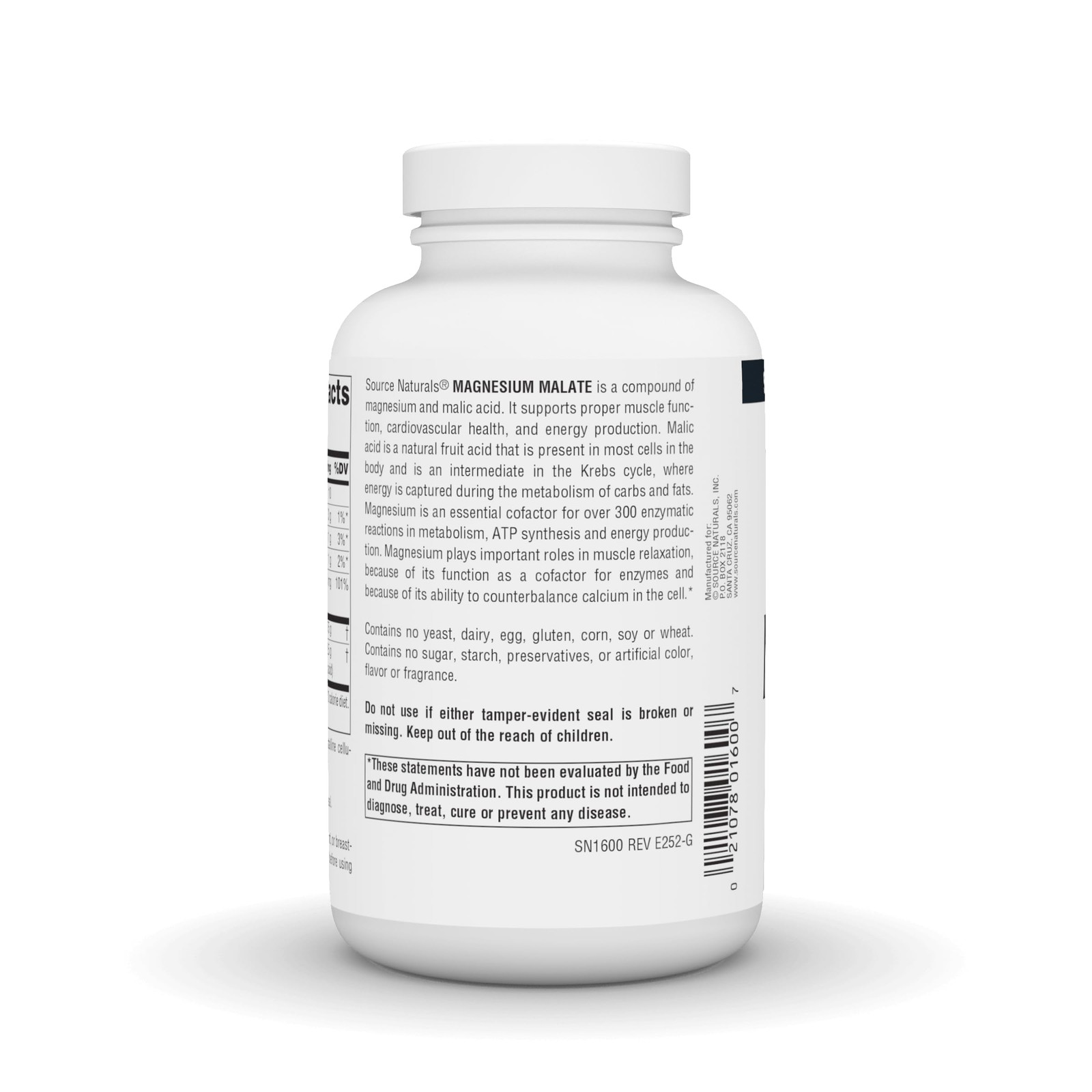 Source Naturals Magnesium Malate, Supports Muscles and 200 Count (Pack of 1)