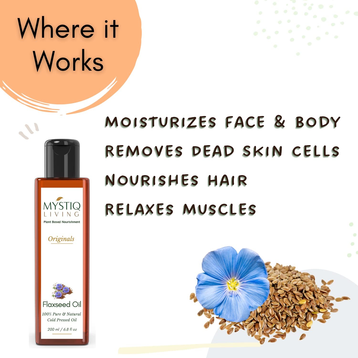 Mystiq Living Flaxseed Oil For Skin And Hair 200ml