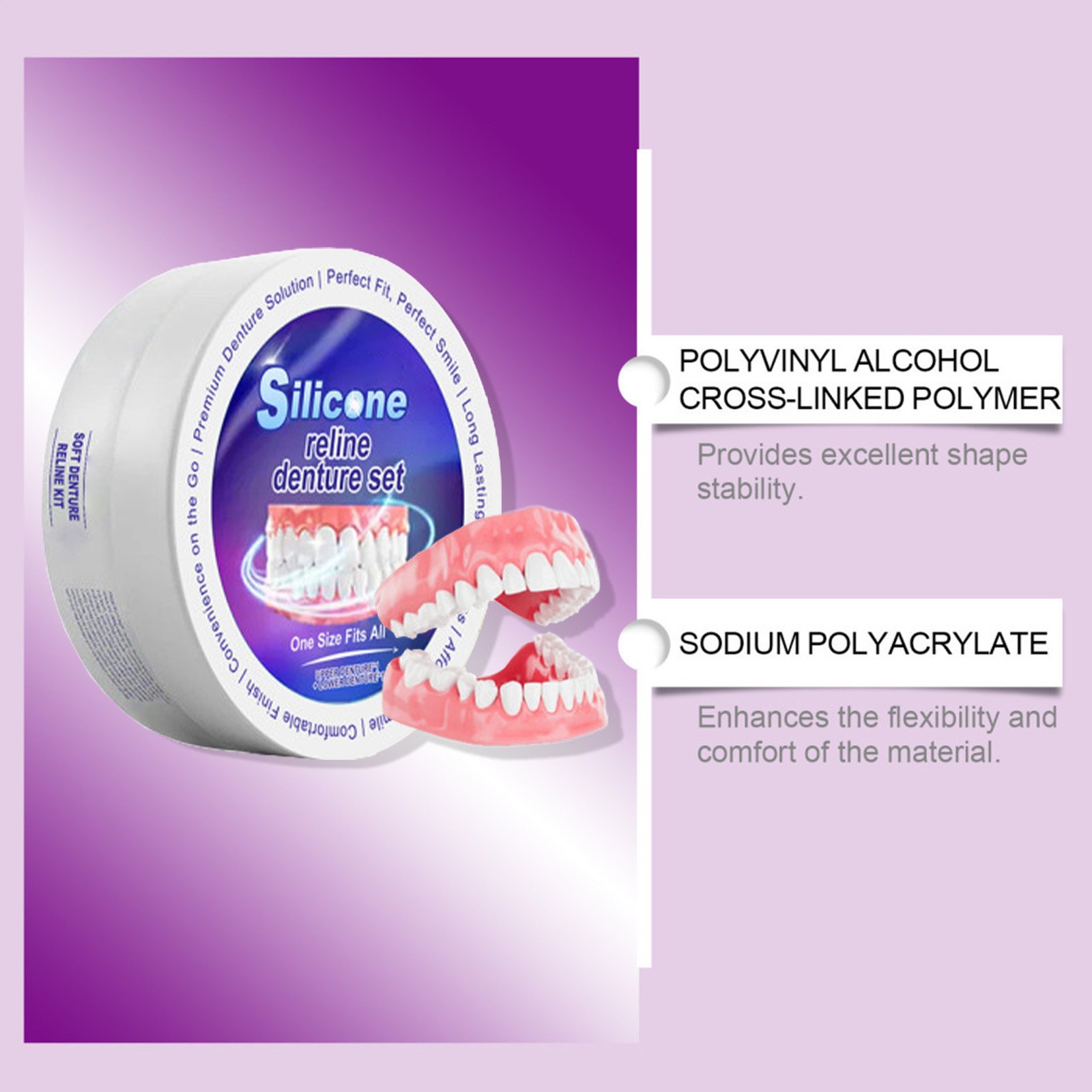 Soft Silicone Temporary Denture Kit Instant Fake Teeth Veneers for Men Women