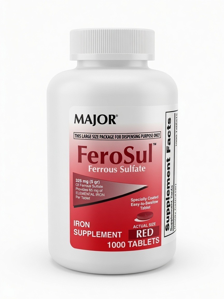 Major Ferosul – Ferrous Sulfate 325mg 1000ct Red Tablets