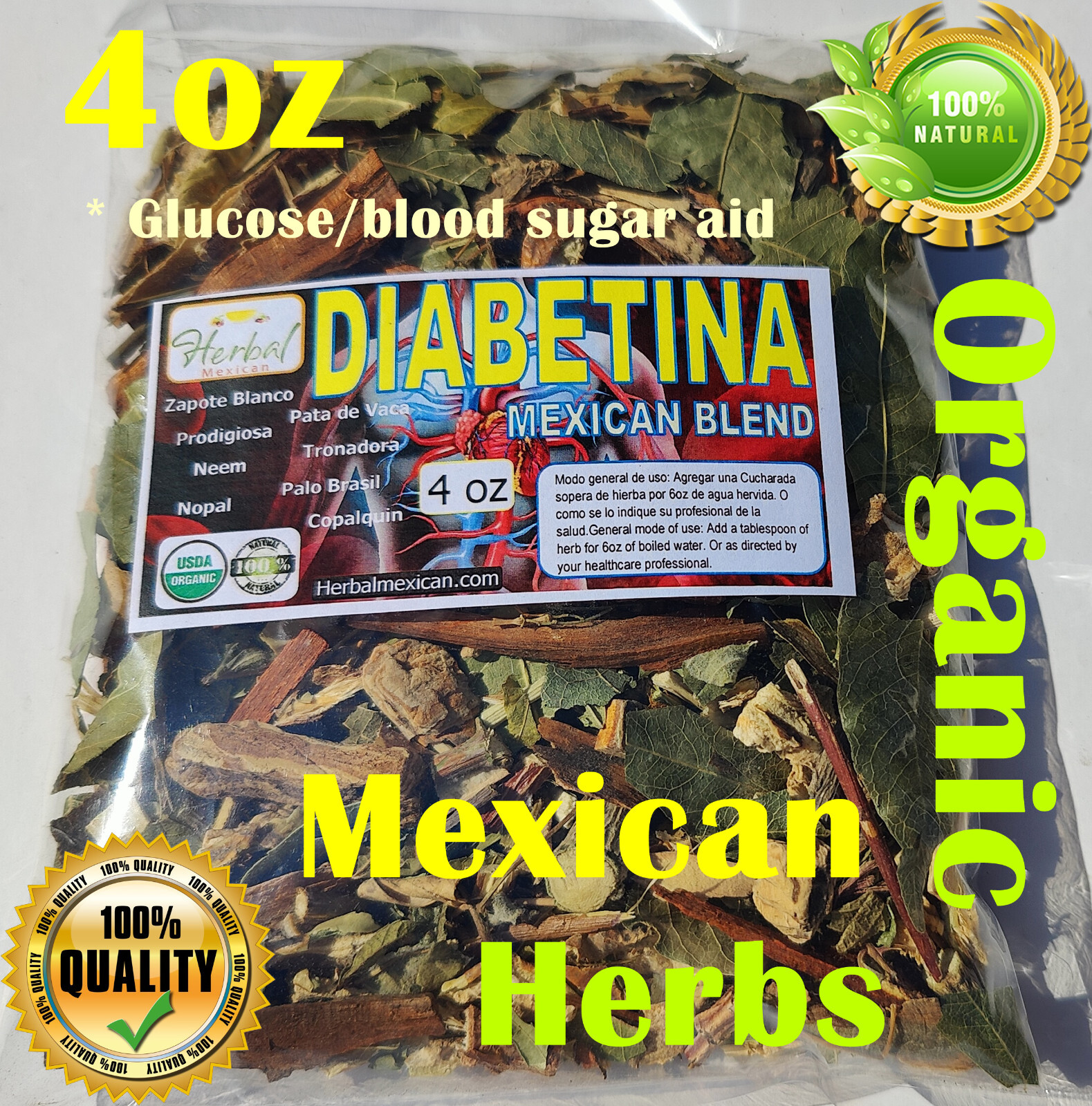4oz Diabetina Natural organic Herbal blend Blood sugar support 113g