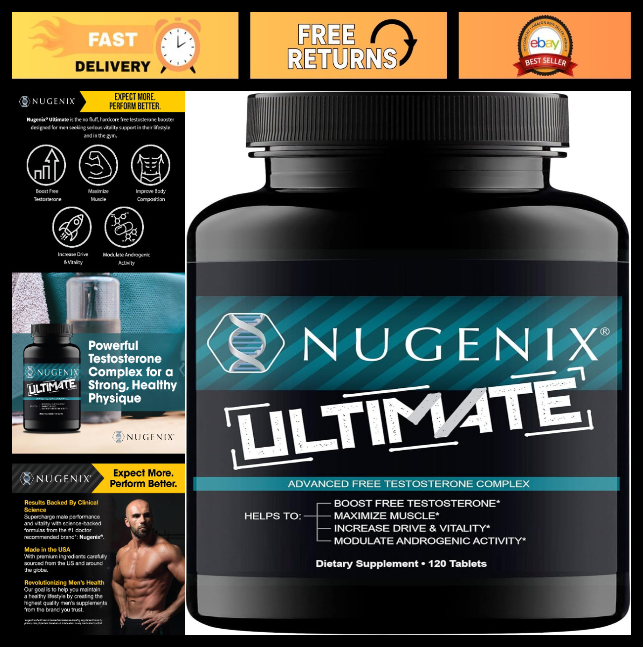 Ultimate Testosterone Booster – 120 Tablets, Natural Energy & Muscle Support
