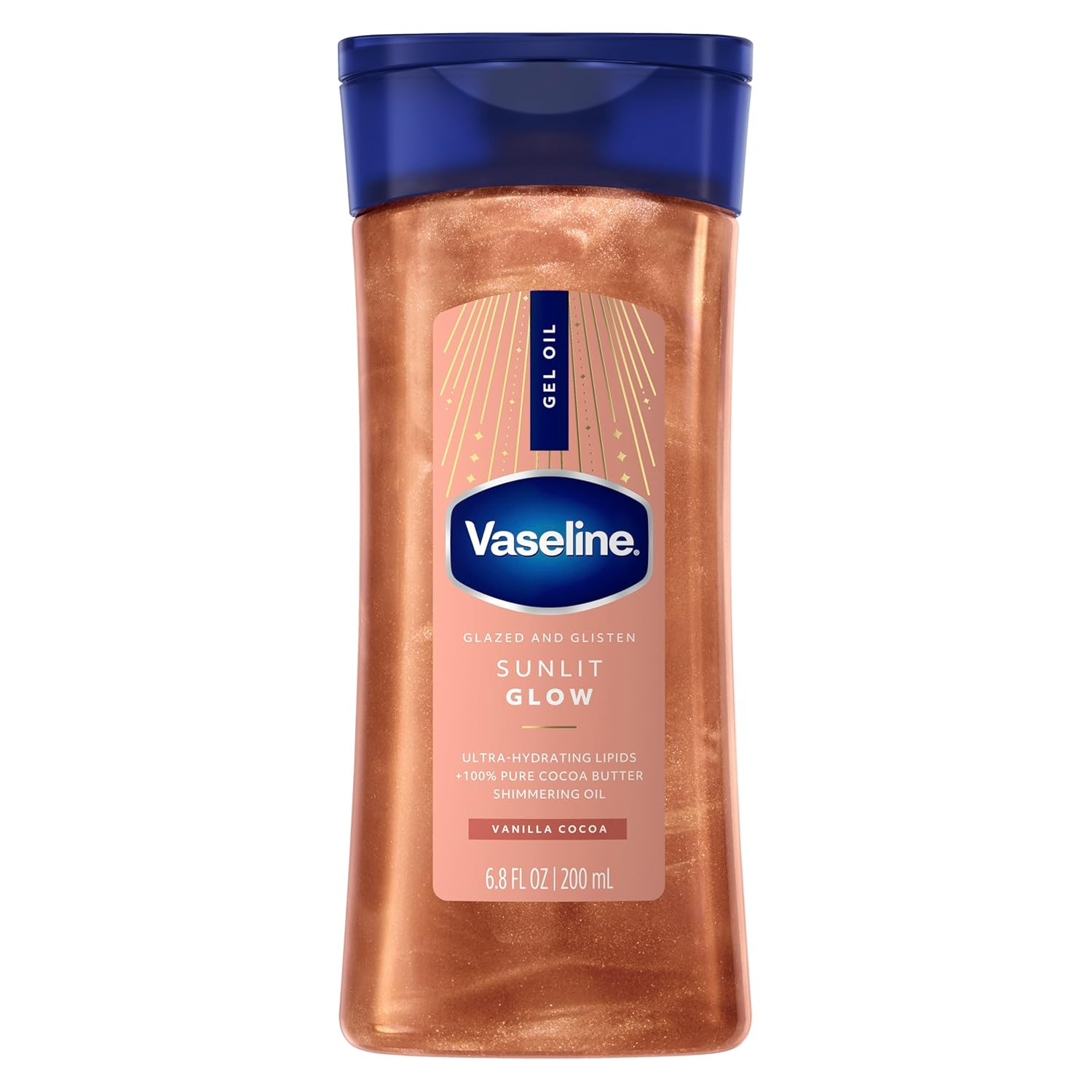 Vaseline Glazed and Glisten Sunlit Glow Body Gel Oil Vanilla Cocoa Shimmering wi