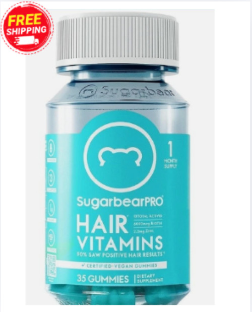 SugarBear Hair 35 Gummies Extra Strength 6000mcg Biotin Chewable Vitamins