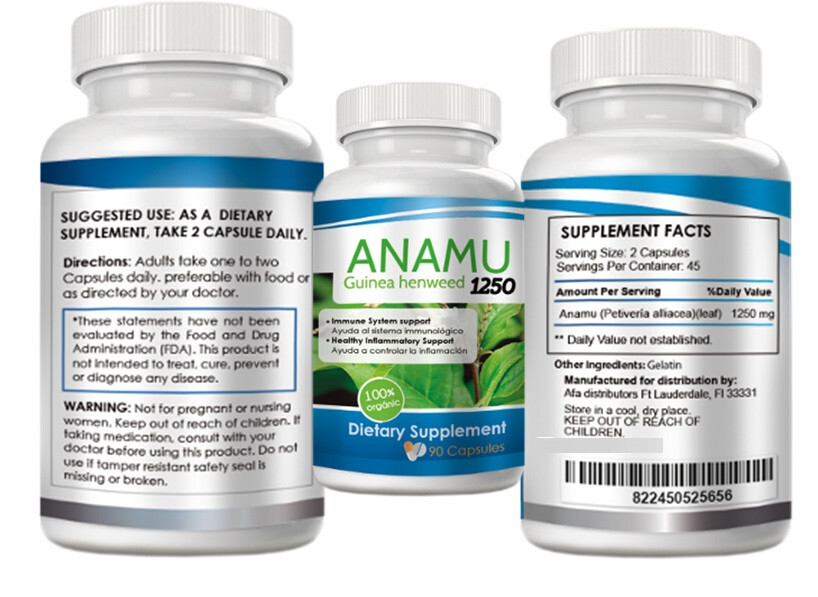 180Caps ANAMU 1250mg Circulatory System Low Sugar support 100% 180 cap