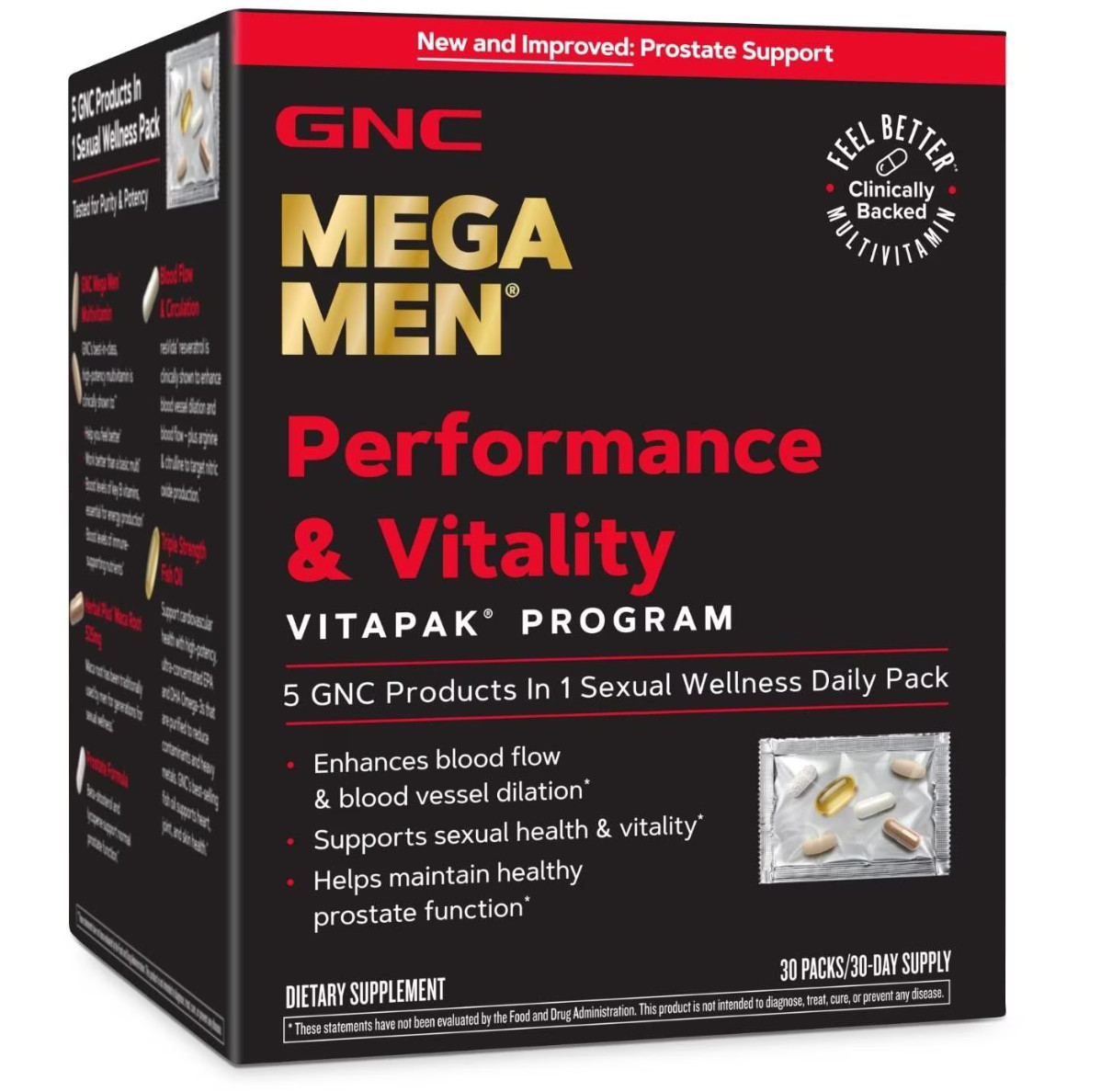 GNC Mega Men Vitapak Men’s Wellness Supplement Daily Packs 30 Count