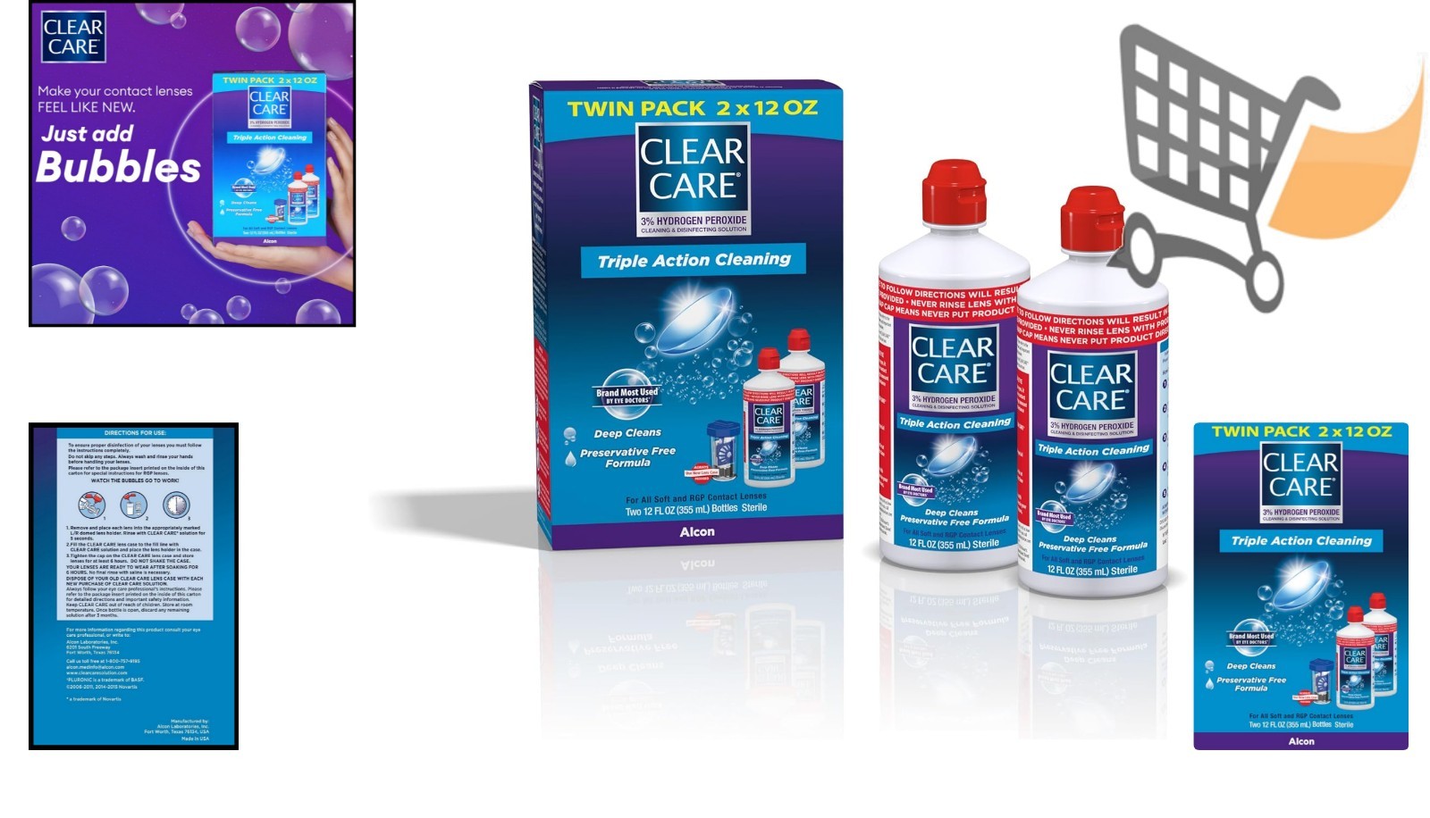Contact Lens Solution 12 fl oz Twin Pack Disinfects Deep Cleans RGP Soft Lenses
