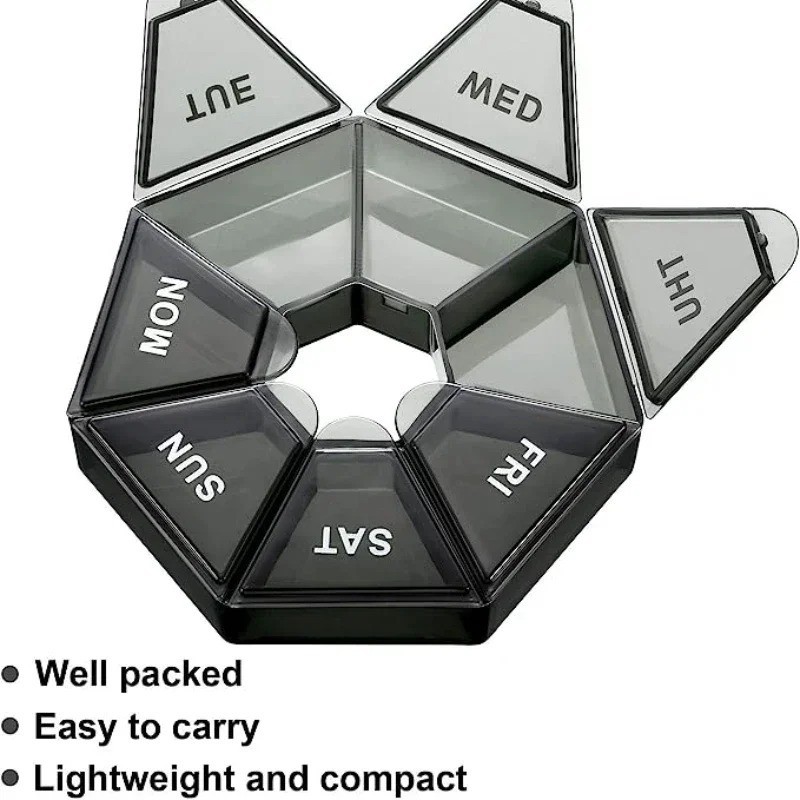Round Weekly 7 Days Tablet Medicine Storage Pill Box Organizer Container Case