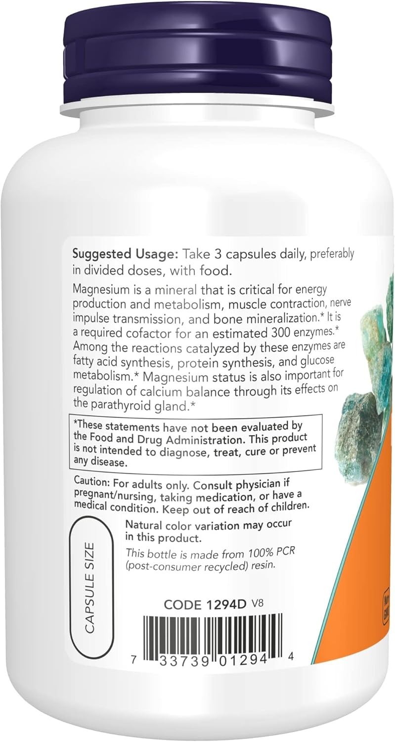 NOW Supplements, Magnesium Citrate, Enzyme Function*, Nervous System Support*,