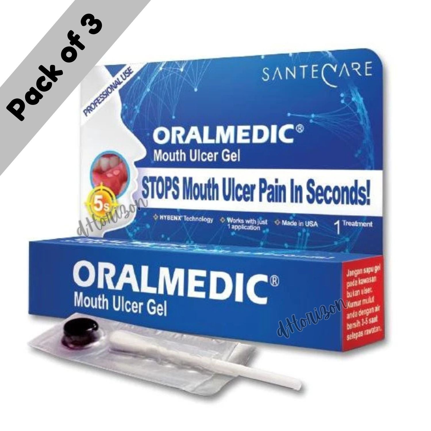 (Pack of 3) Oralmedic Mouth Ulcer Gel 1 Treatment Fast Pain Relief Made in USA
