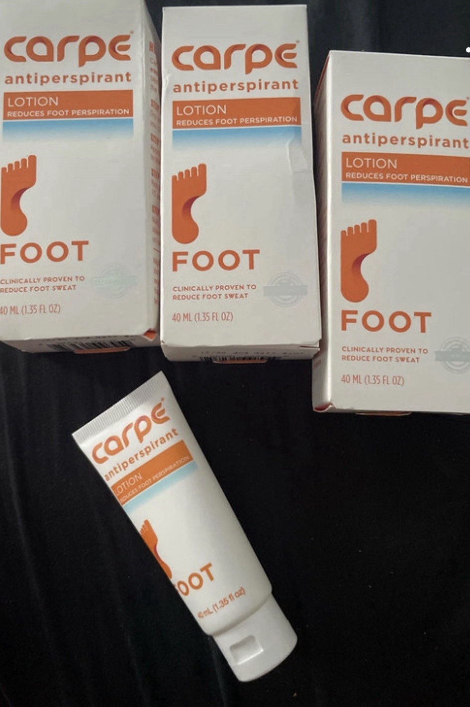 Carpe Foot Antiperspirant Lotion for Feet, 40 mL (1.35 fl oz) 3 BRAND NEW IN BOX