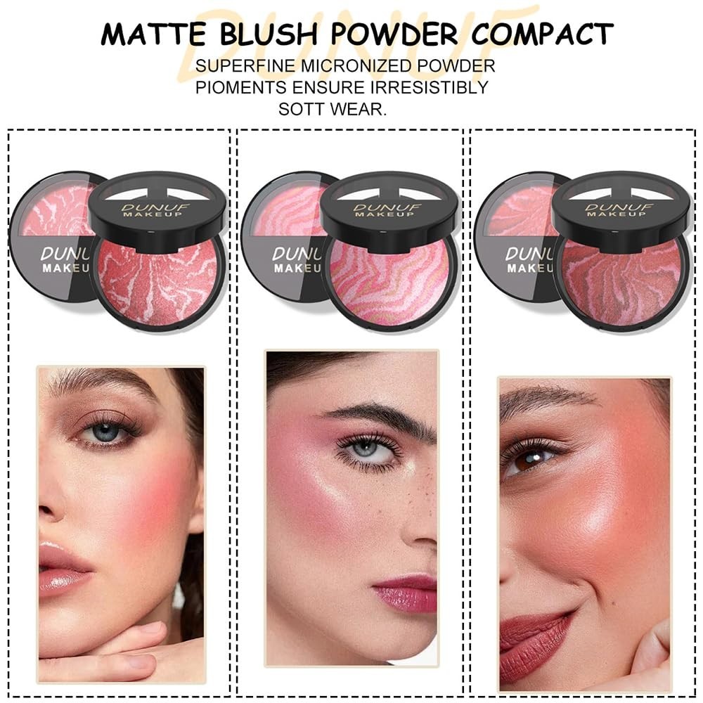 Luminous Baked Blush & Highlighter for Dull Skin – Effortless Radiance in 1Pcs