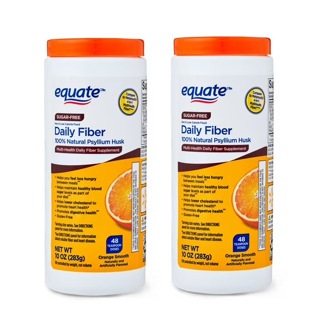 Equate Daily Fiber 100% Natural Psyllium Husk Fiber Supplement, pack of 2