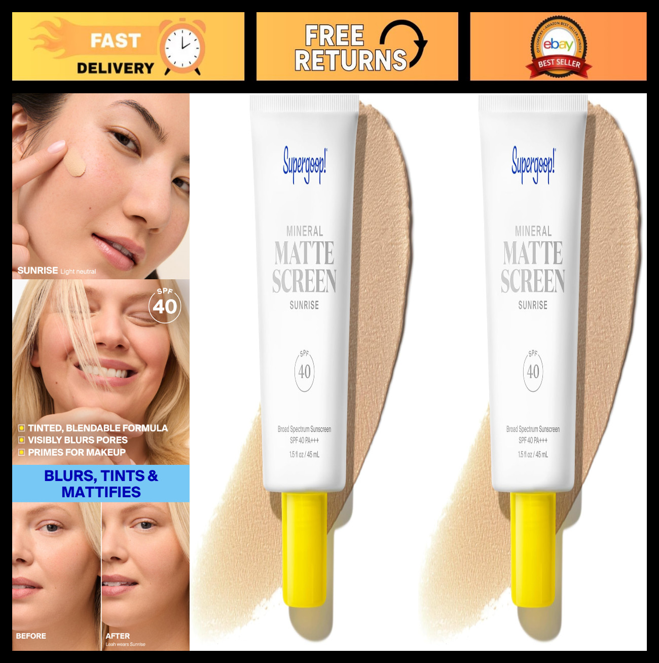 Mineral Mattescreen SPF 40 Sunscreen – Oil-Free, Broad Spectrum, Pore Minimizer,