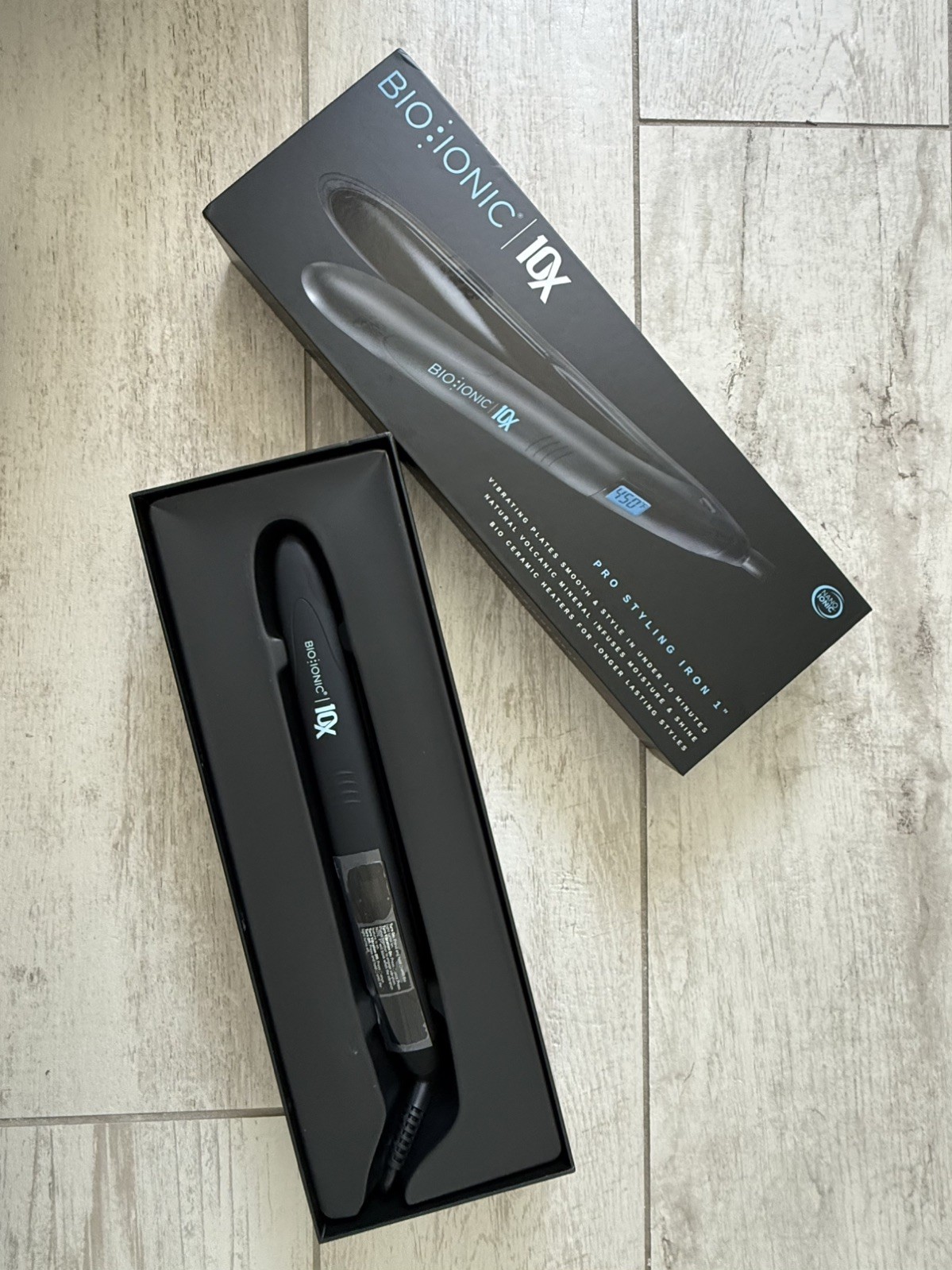Bio Ionic 10X Pro Styling Flat Iron 1″ Vibrating Plates Classic Styler NEW
