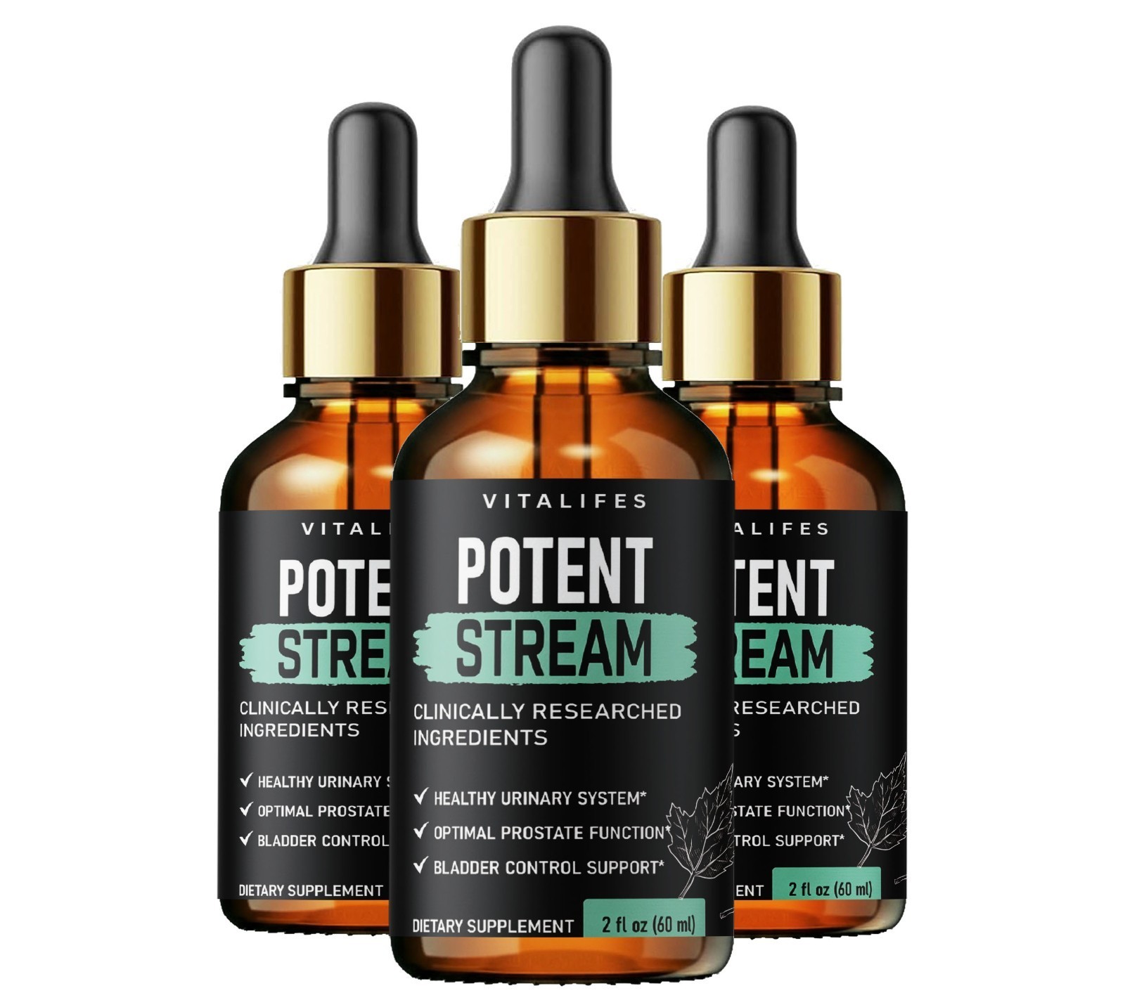 (3 Pack) Potent Stream Drops, Potent Stream Prostate Support Drops (60 ML)