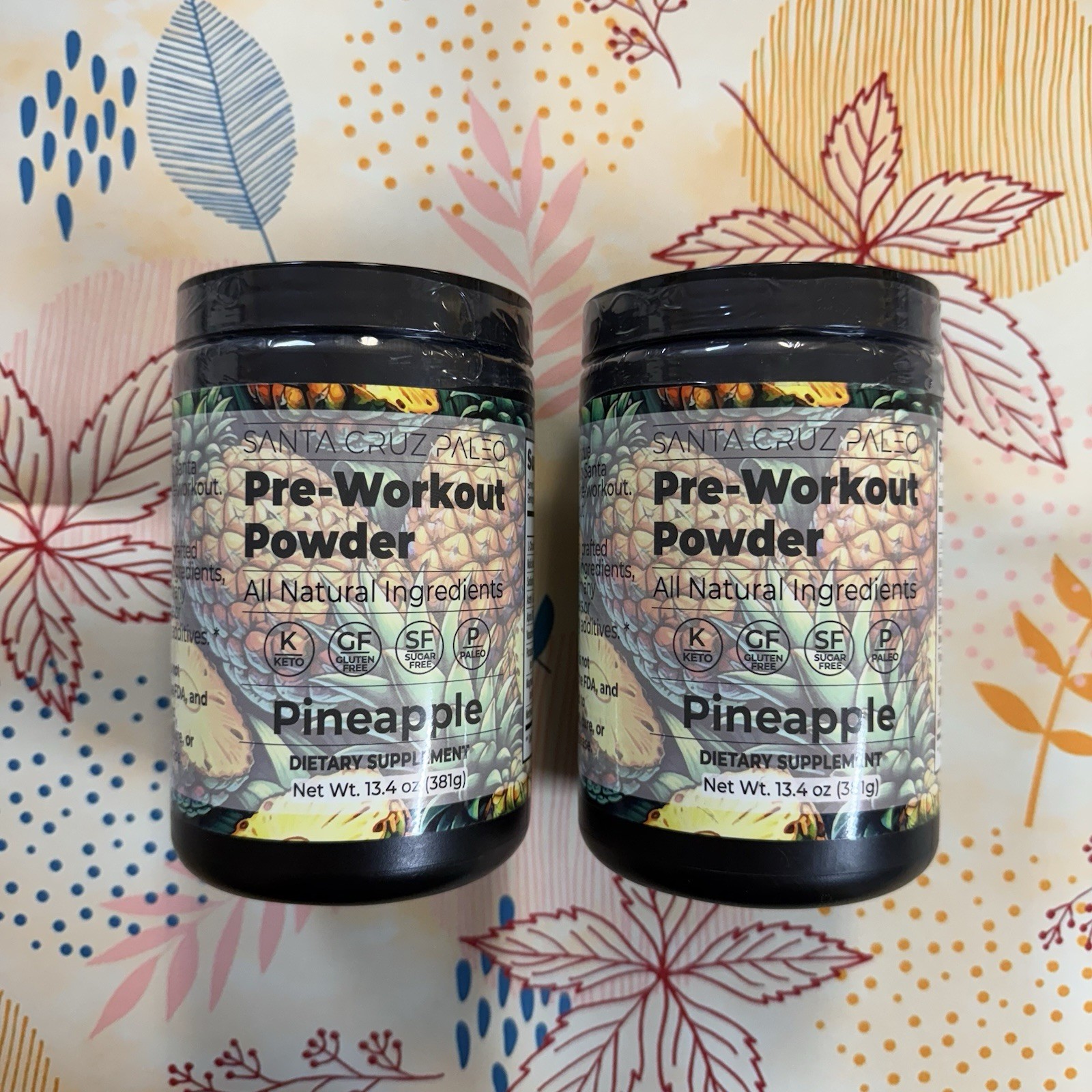 2x Santa Cruz Paleo Pre Workout Powder Pineapple, 13.4 oz (381g)