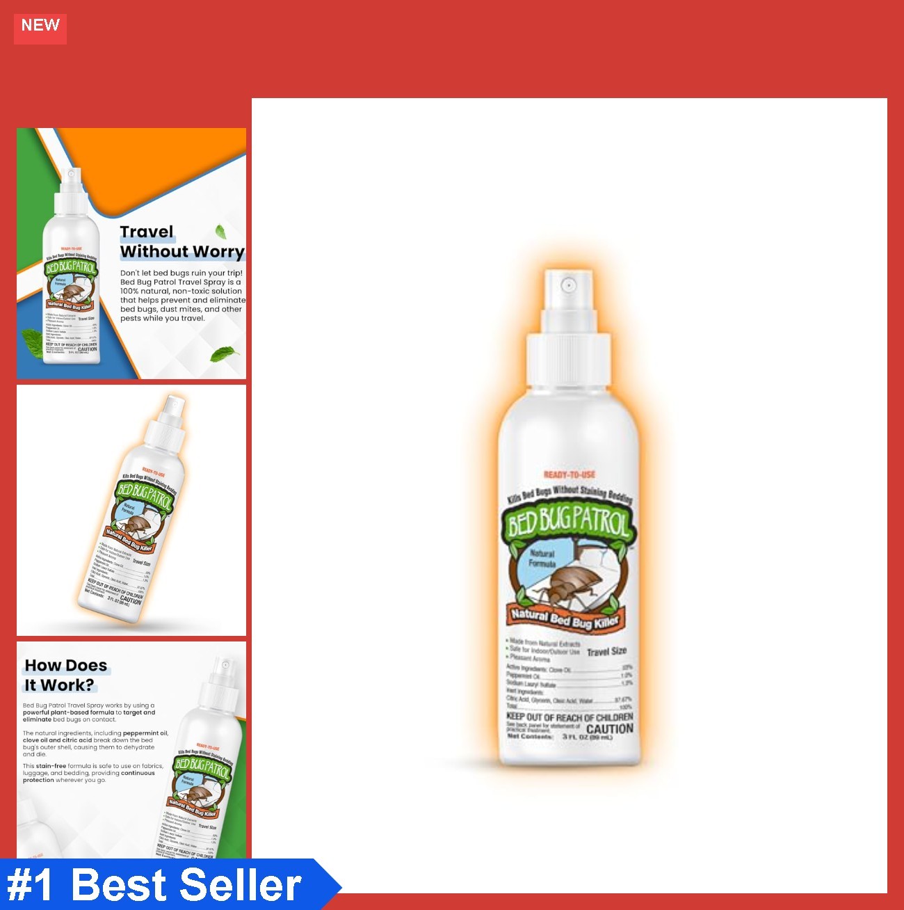Bed Bug Travel Spray 3oz TSA Approved Fast Acting Natural Non-Toxic Kills Eggs