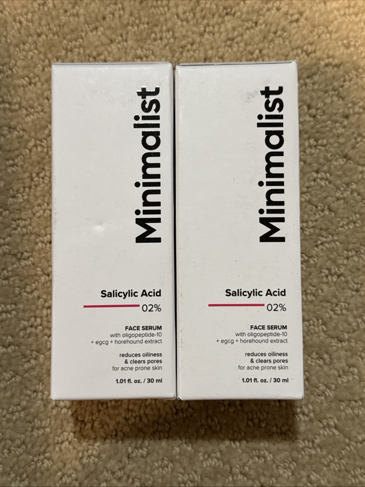 Minimalist Salicylic Acid 2% Serum 30mL Acne Blackhead Exfoliant 11/26 Lot of 2