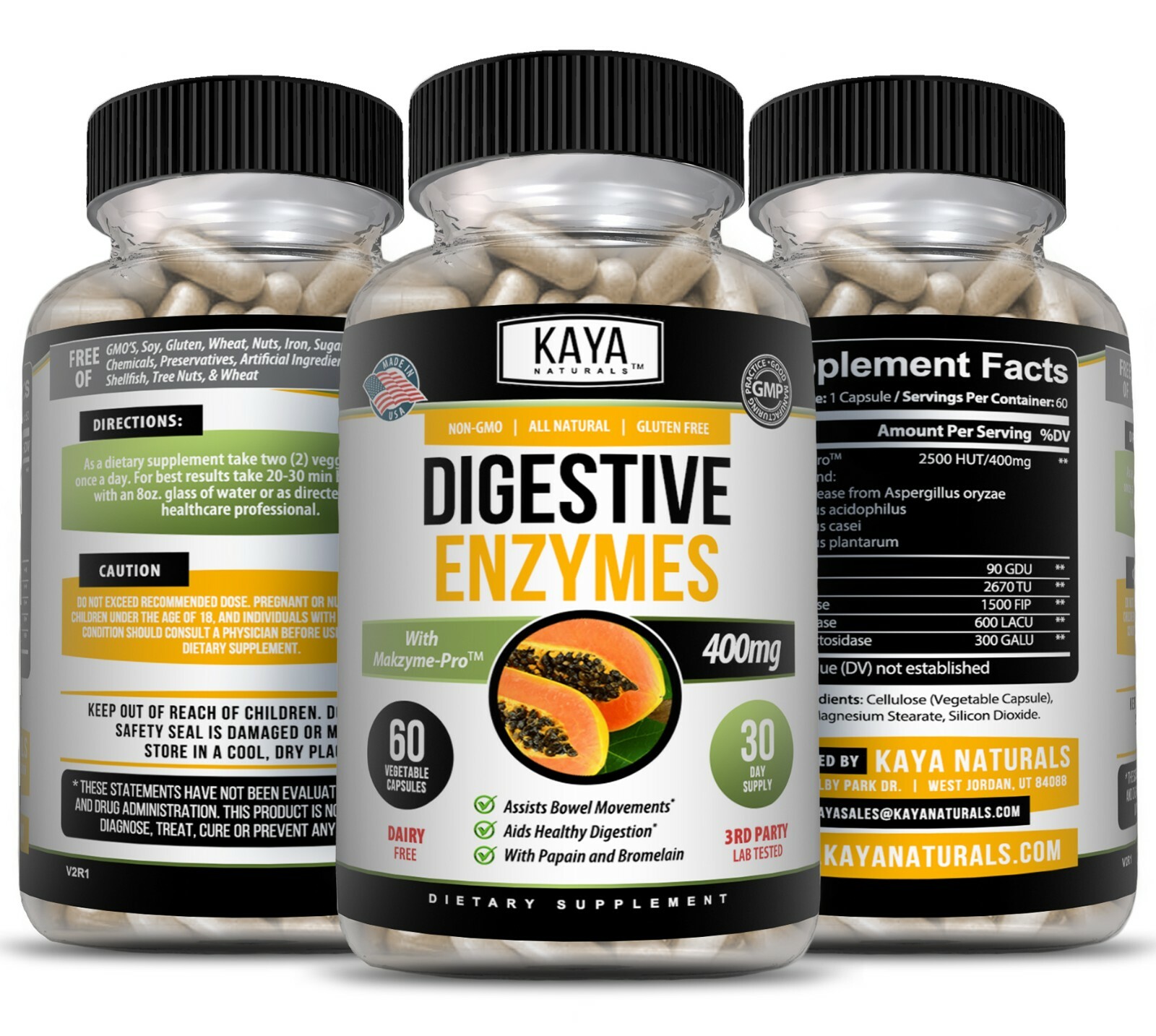(2 Pack) Digestive Enzymes w/ Prebiotic & Probiotics, Gas, Constipation & Bloat