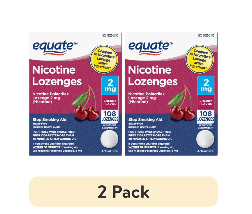 (2 pack) Equate Nicotine Lozenge 2 mg,Cherry Flavor,108 Count – Stop Smoking Aid
