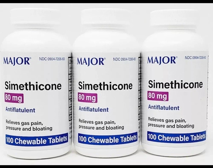 Major Simethicone 80mg – 100 Chewable Mint Tablets for Gas | Exp 7/2027 (3 Pack)