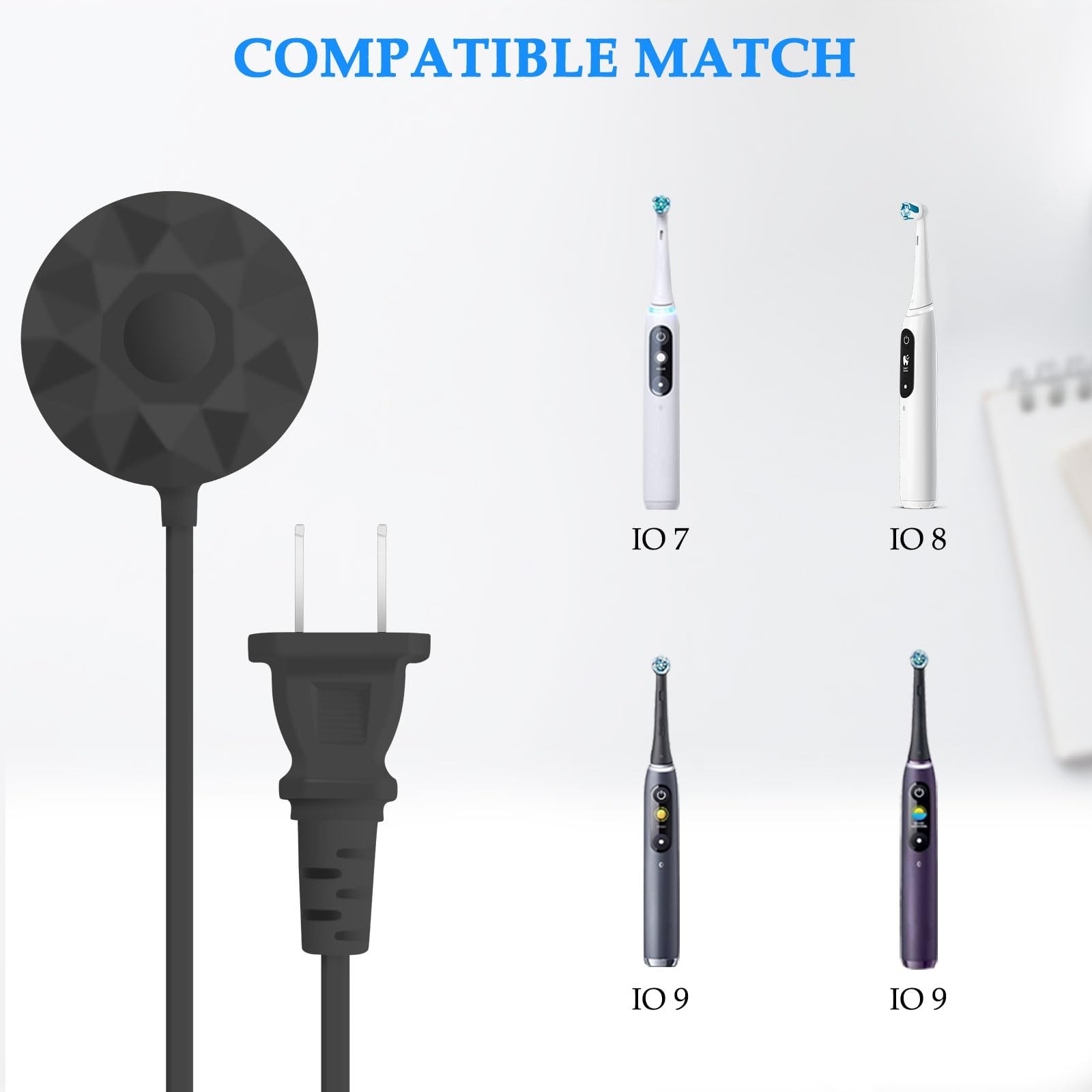 Charger for Oral-B iO Series 7 8 9 Electric Toothbrush, Compatible with Black
