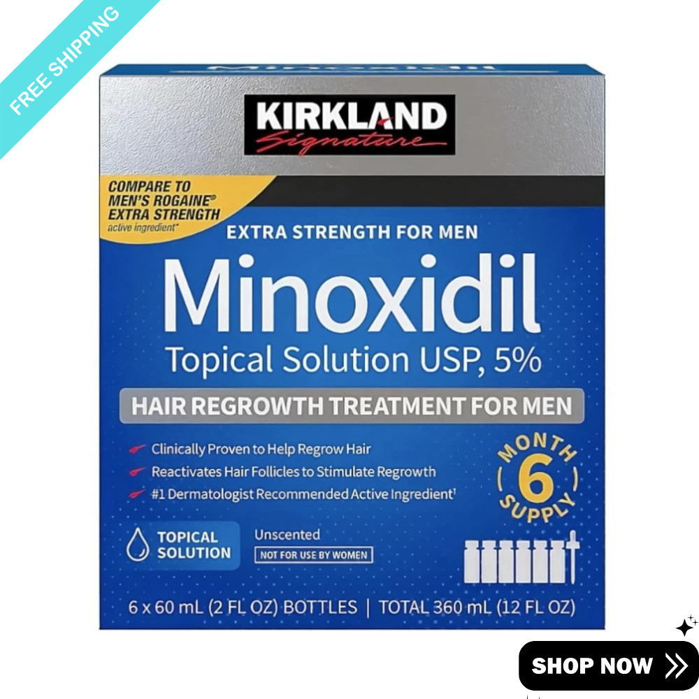 Kirkland Minoxidil 5% Extra Strength Men 6 Month Supply Hair Regrowth EXP 08/27+