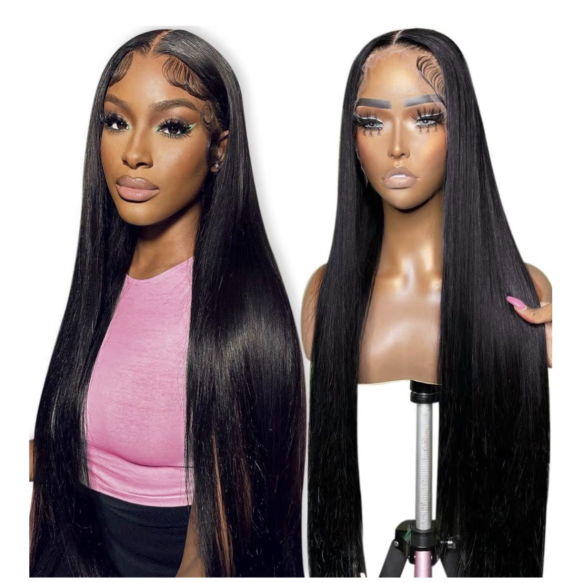 New Flady 28 inch Straight HD Lace Front Wigs Human Hair 180 Density 13x