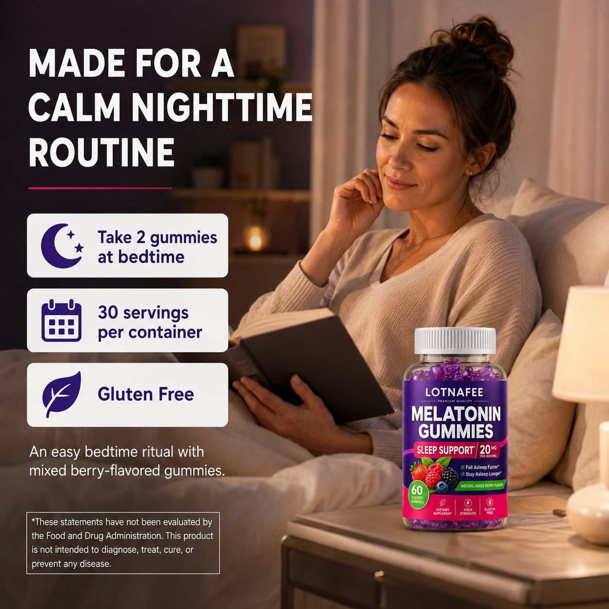 Melatonin Gummies 20mg – Sleep Aid , Fall Asleep Fast and Stay Asleep Quality