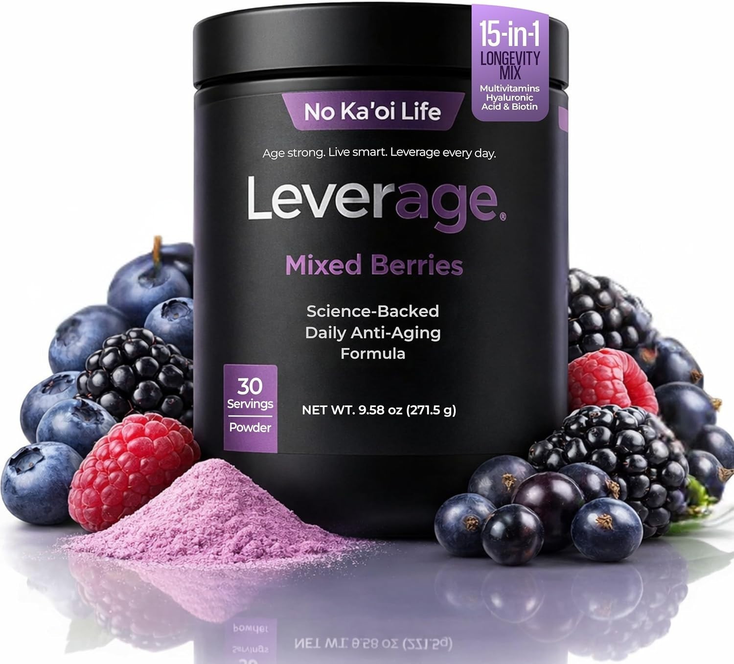 Leverage Anti-Aging Supplement with NMN for NAD+, Biotin & Hyaluronic Acid