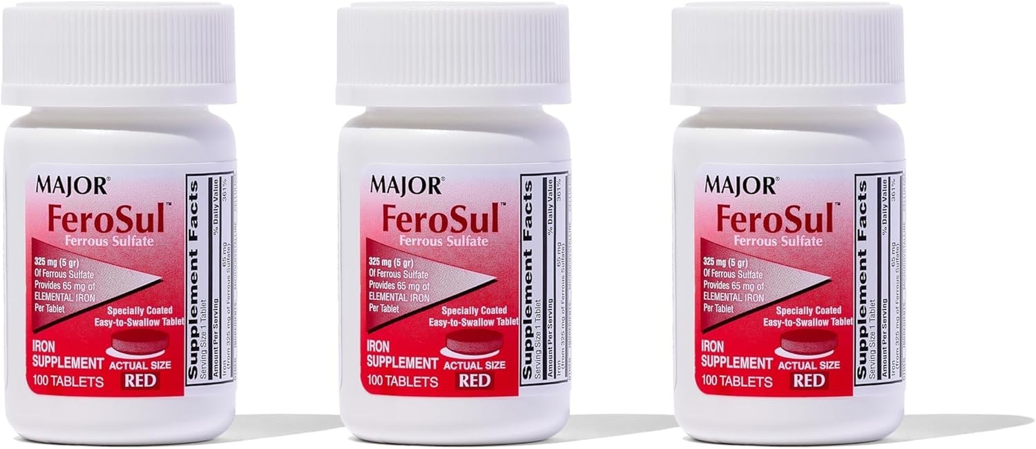 Major FeroSul Red 325 mg 100 Red Tablets 3 Pack