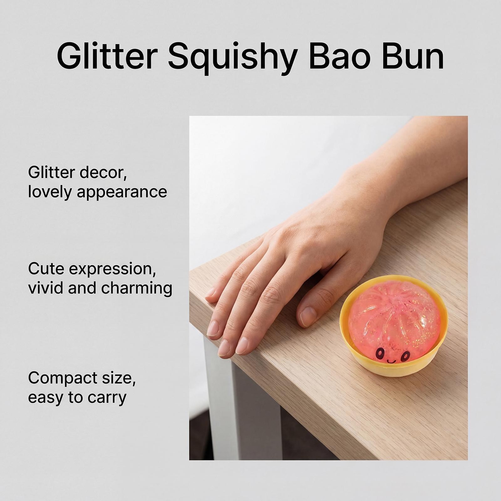 1pc Glitter Dumpling Stress Ball Fidget Sensory Toy, Squeeze Dumpling Toy